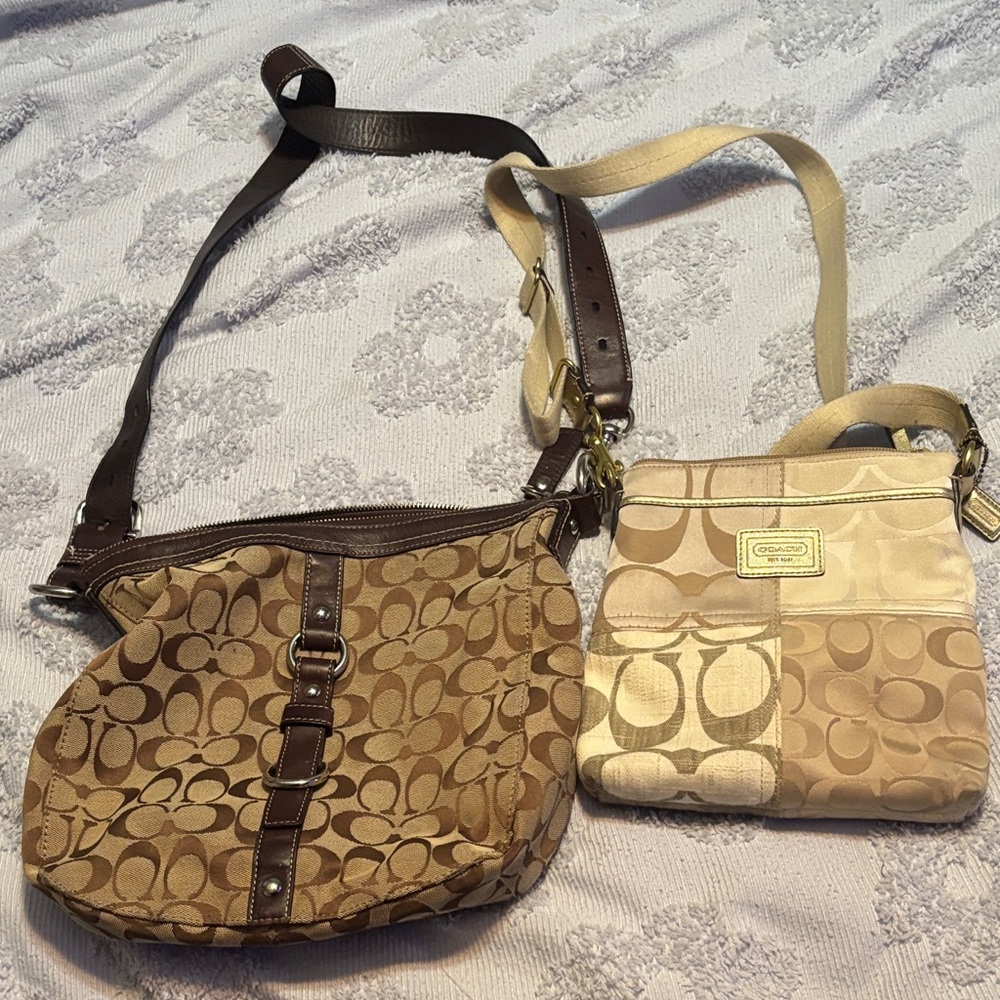 Coach Brown and Cream Crossbody Bags